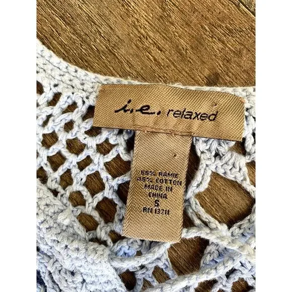 Y2K Crochet Long Sleeve Top - Baby Blue - Women's Small - Picture 2 of 8